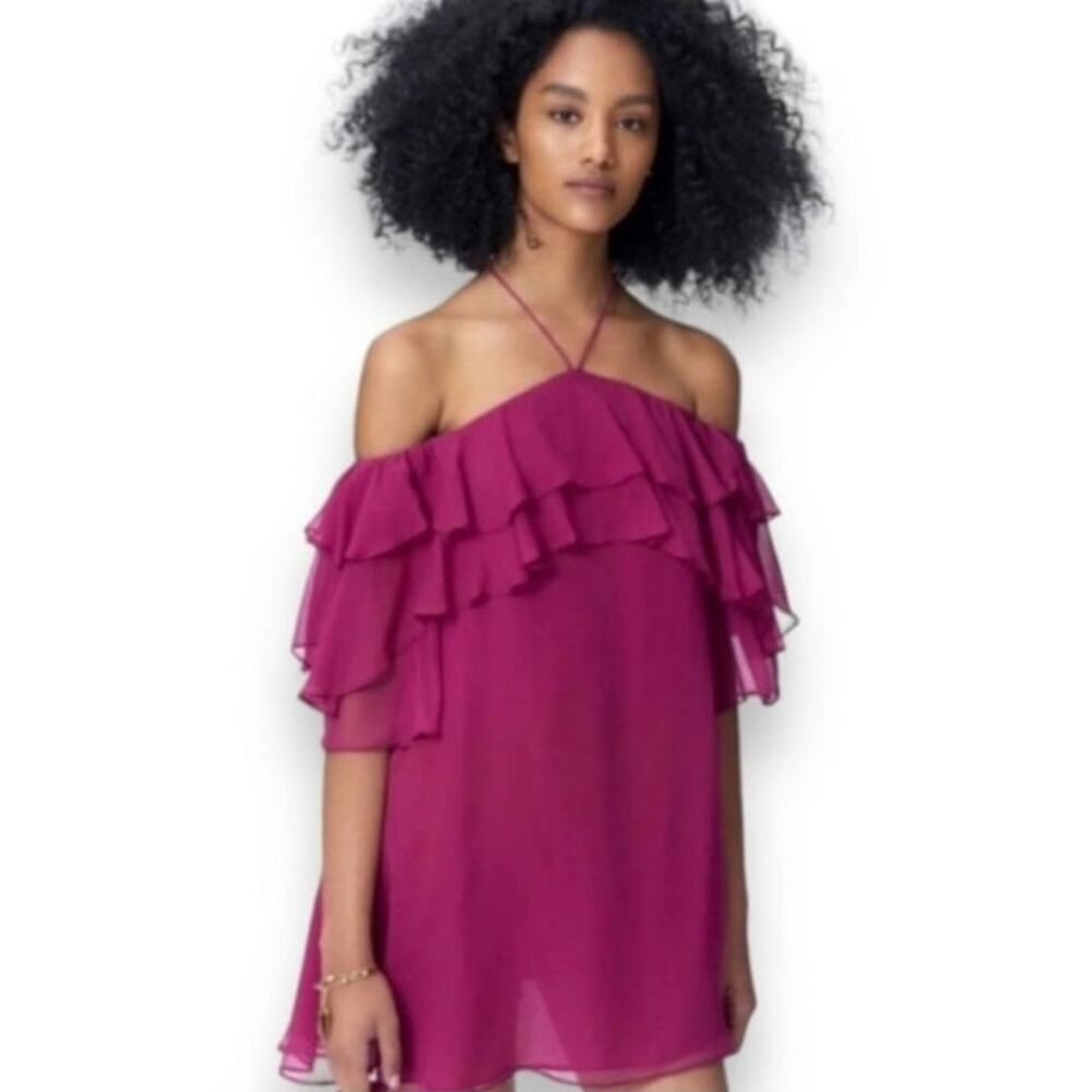 Rebecca Minkoff Dena Halter Neckline Ruffled Layered Dress Size Small